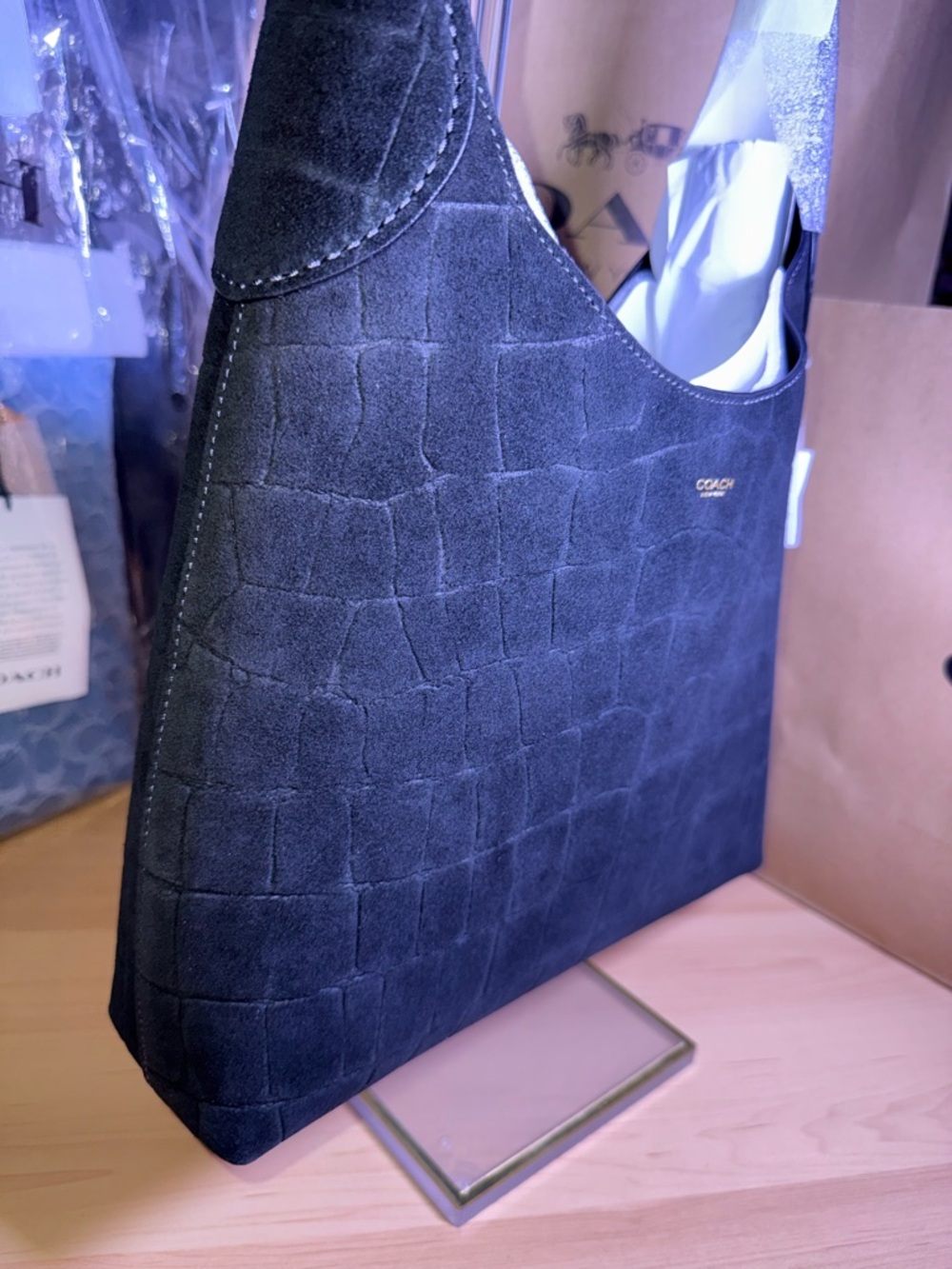 Coach Brooklyn Shoulder bag 28 in Croc embossed & Dust bag - Picture 10 of 10